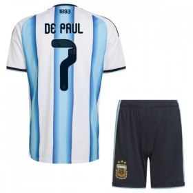 Camisetas Argentina De Paul 7 Primera Copa Mundial 2026 - Niño (+ Pantalones)