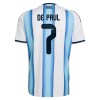 Camisetas Argentina De Paul 7 Primera Copa Mundial 2026 - Niño (+ Pantalones)