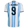Camisetas Argentina J. Alvarez 9 Primera Copa Mundial 2026 - Niño (+ Pantalones)